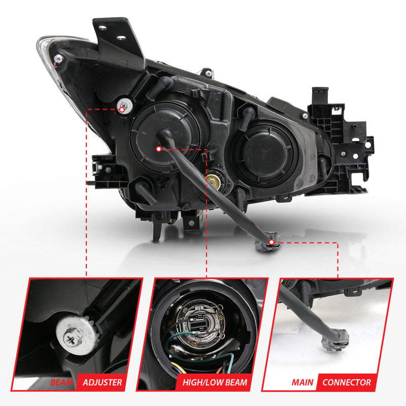 ANZO Projector Headlights With Halo Black w/Amber 14-17 Mazda 3-thumbmail-5