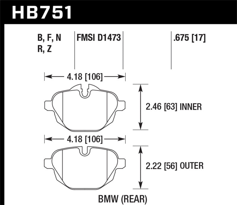 Hawk 2015 BMW 428i Gran Coupe / 11-16 535i / 11-16 X3/X4 HP Plus Rear Brake Pads-thumbmail-1