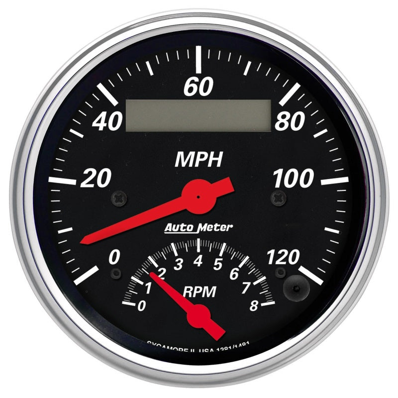 AutoMeter Gauge Tach/Speedo 3-3/8in. 120MPH & 8K RPM Elec. Program. Designer Blk-thumbmail-1