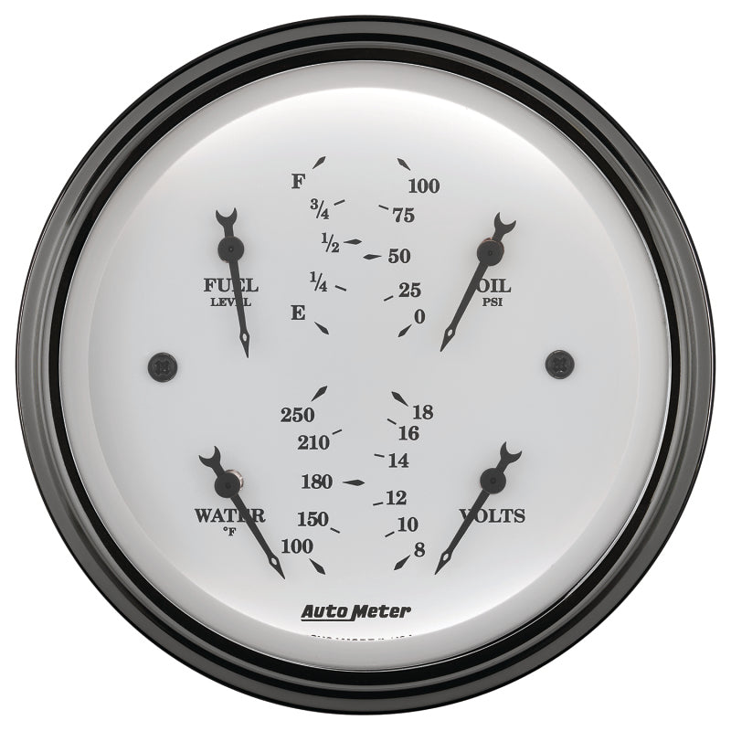 AutoMeter Gauge Quad 3-3/8in. 0 Ohm(e) to 90 Ohm(f)Elec Old Tyme White-thumbmail-2