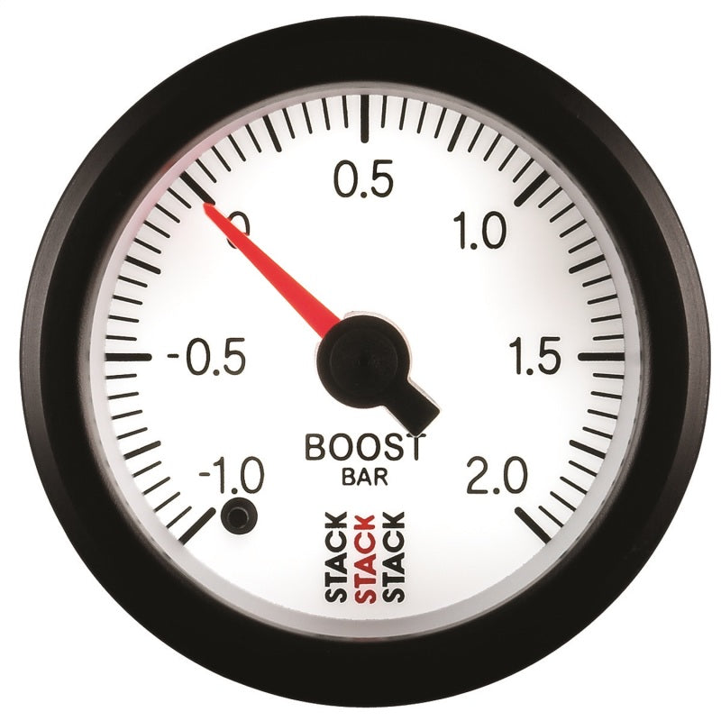 Autometer Stack 52mm -1 to +2 Bar (Incl T-Fitting) Pro Stepper Motor Boost Pressure Gauge - White-thumbmail-2