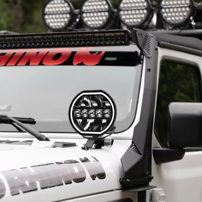 Go Rhino Xplor Blackout Series Maxline LED Hi/Low Beam w/Multi DRL (Surface Mount) 7in. - Blk-thumbmail-4