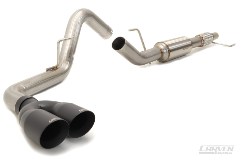 Carven 15-20 Ford F-150 Ecoboost Competitor Series Cat-Back w/TR-Series Muf. & 4in Dual Tip-Black-thumbmail-1