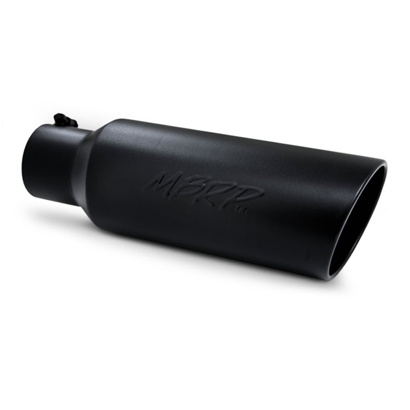 MBRP Universal Tip 6in OD Rolled End 4in Inlet 18in L Black Coated Exhaust Tip-thumbmail-1