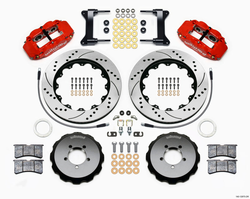 Wilwood Narrow Superlite 6R Front Hat Kit 14.00in Drilled Red 1999-2012 Subaru WRX w/Lines-thumbmail-1