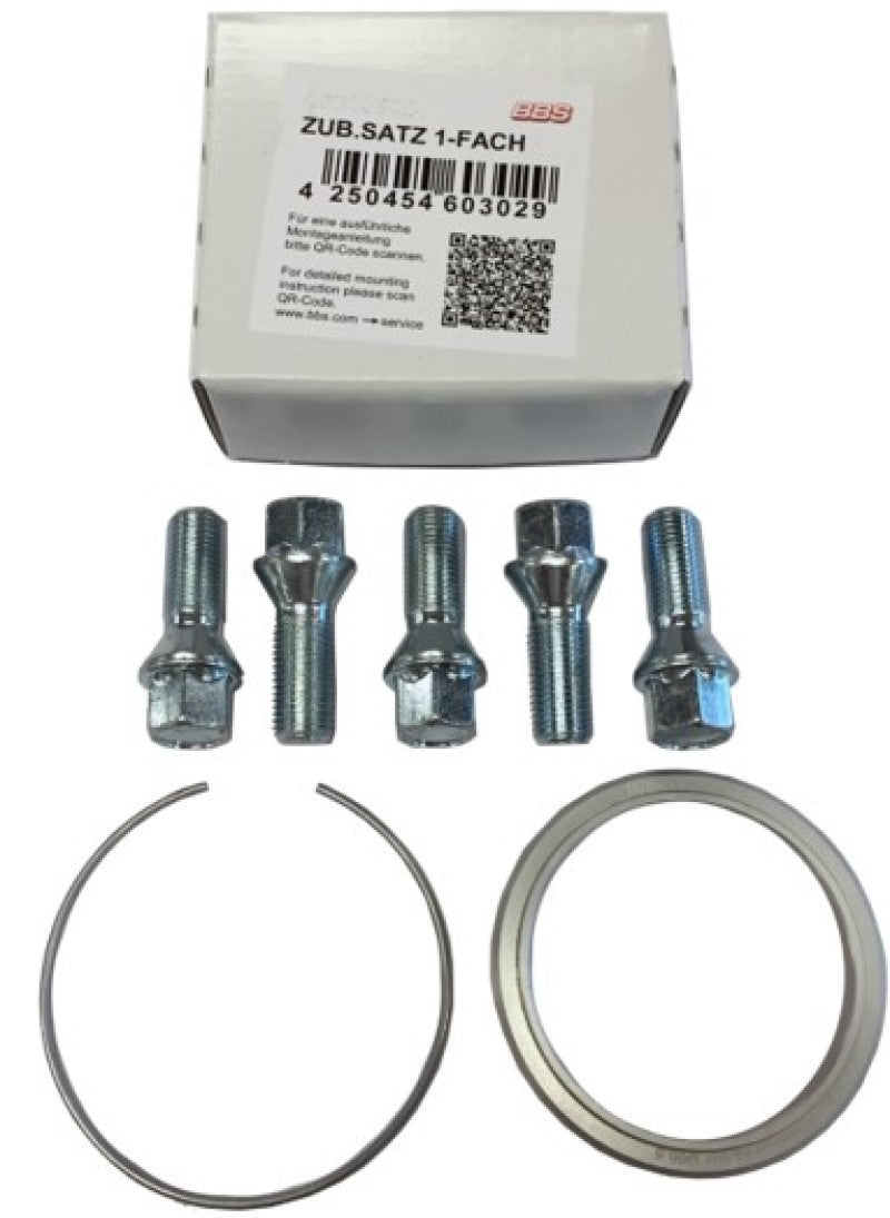 BBS PFS KIT - Volvo 5x108 - Includes 70mm OD - 63.3mm ID Ring / 70mm Clip / Lug Bolts-thumbmail-1