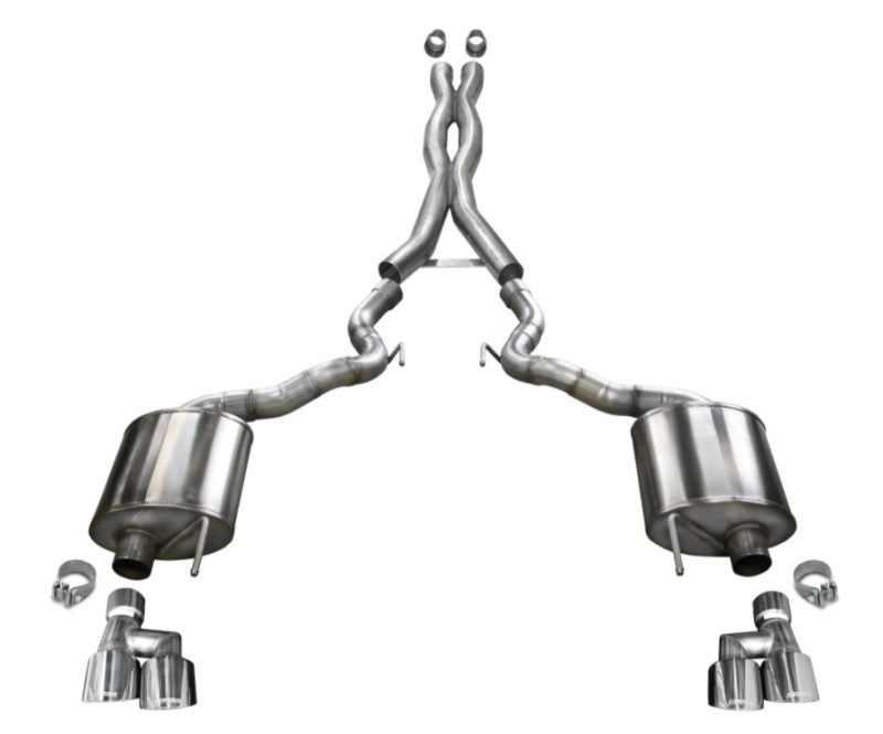 Corsa 18-20 Ford Mustang GT Convertible w/o Active Valves Sport Cat-Back w/ Polished 4in Tips-thumbmail-3