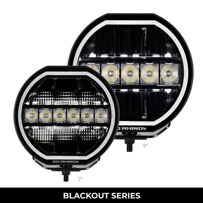 Go Rhino Xplor Blackout Series Maxline LED Hi/Low Beam w/Multi DRL (Surface Mount) 7in. - Blk-thumbmail-3