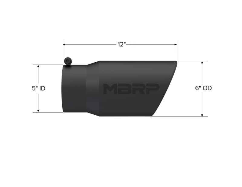 MBRP Universal Tip 6in O.D. Angled Rolled End 5 inlet 12 length - Black Finish-thumbmail-4