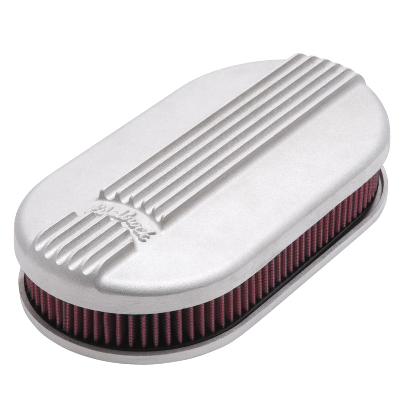 Edelbrock Air Cleaner Classic Series Oval Aluminum Top Cloth Element 17 5In X 9 35In X 3 9In Satin-thumbmail-2