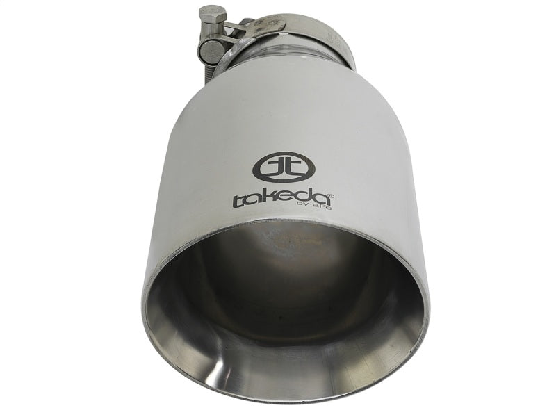 aFe Takeda 304 Stainless Steel Clamp-On Exhaust Tip 2.5in. Inlet / 4.5in. Outlet / 9in. L - Polished-thumbmail-2
