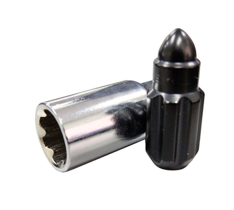 NRG 500 Series M12 X 1.5 Bullet Shape Steel Lug Nut Set - 21 Pc w/Lock Key - Black-thumbmail-3