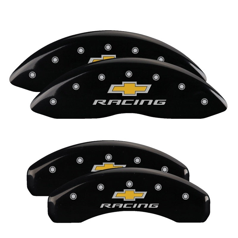 MGP 4 Caliper Covers Engraved Front & Rear Chevy racing Black finish silver ch-thumbmail-3