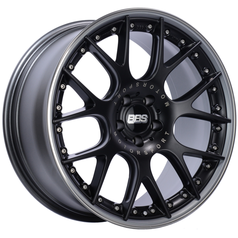 BBS CH-RII 20x9 5x112 ET30 Satin Black Center Platinum Lip SS Rim Prot Wheel -82mm PFS/Clip Req-thumbmail-1