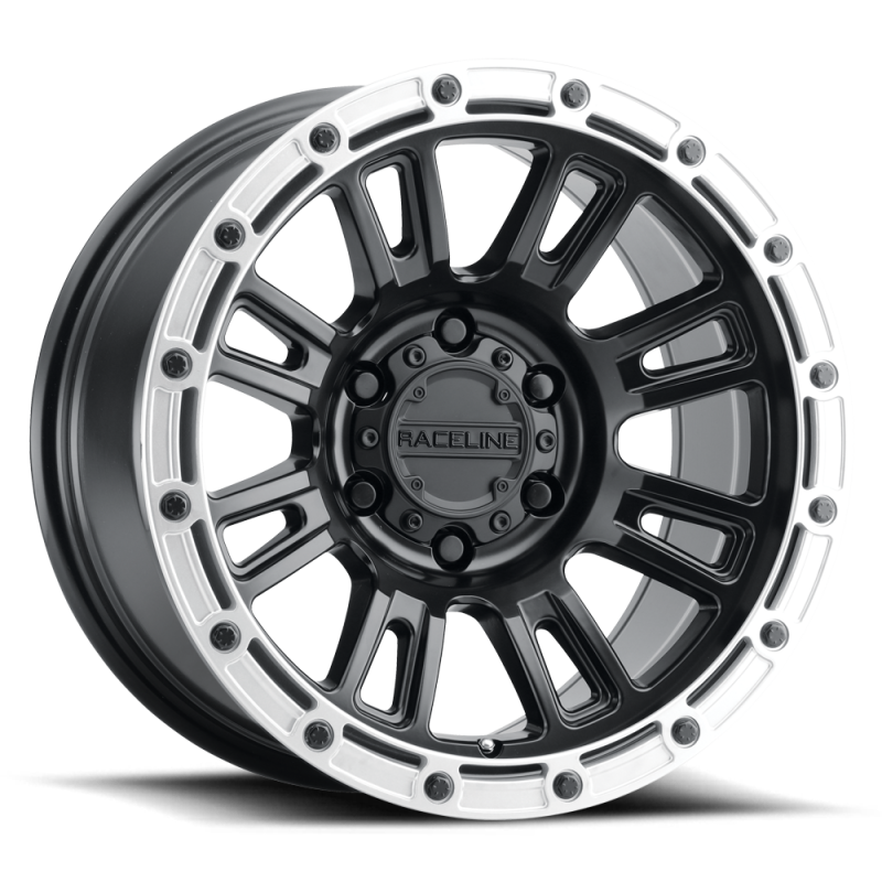 Raceline 956BS Compass 18x9in / 5x150 BP / 18mm Offset / 110.3mm Bore - Black & Silver Lip Wheel-thumbmail-1