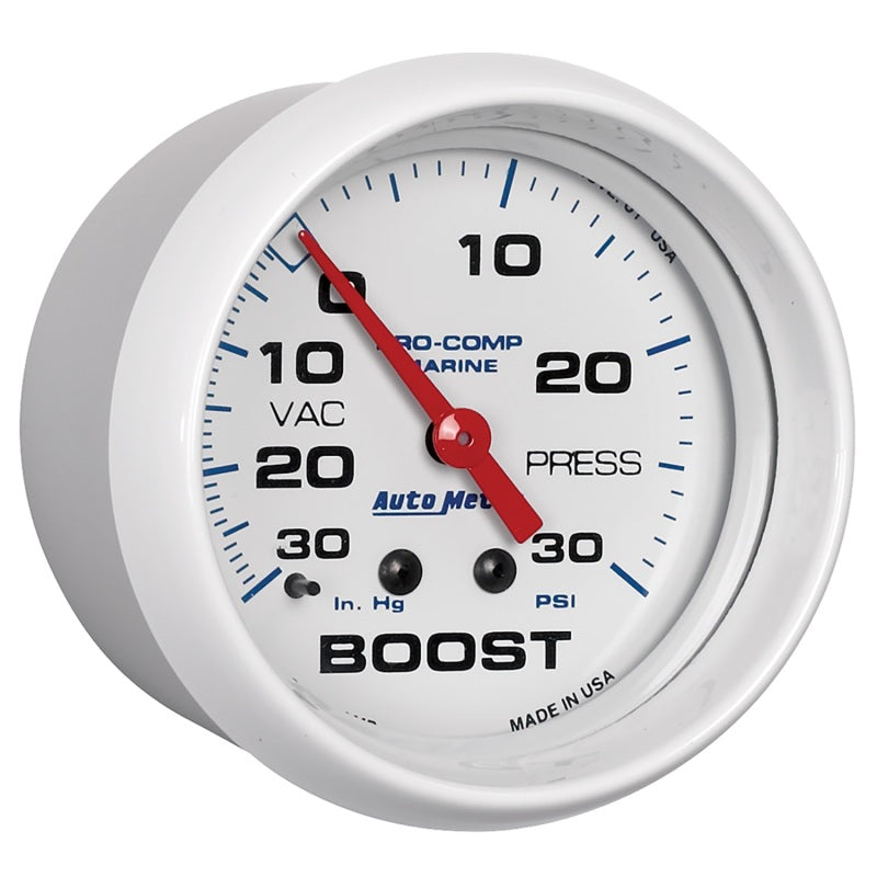 Autometer Marine White Gauge 2-5/8in Mechanical Vacuum/Boost Gauge 30INHG-30PSI-thumbmail-2