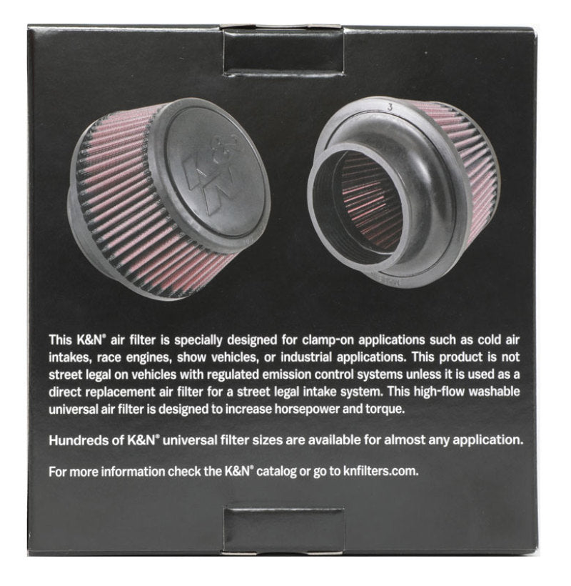 K&N Universal Round Clamp-On Air Filter 3in Flange ID x 6in Base OD x 4.625in Top OD x 3in Height-thumbmail-9