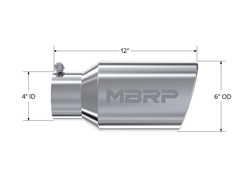 MBRP Universal Tip 6 O.D. Angled Rolled End 4 inlet 12 length-thumbmail-4
