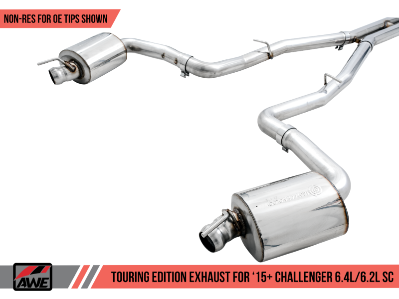 AWE Tuning 2015+ Dodge Challenger 6.4L/6.2L Non-Resonated Touring Edition Exhaust - Use Stock Tips-thumbmail-4
