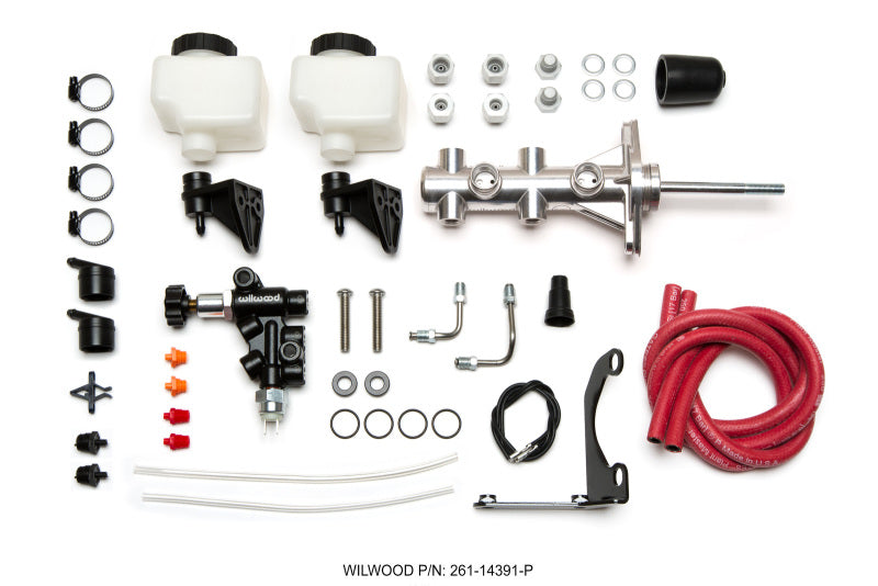 Wilwood Remote Tandem M/C - 1.12in Bore - w/Bracket and Valve (Pushrod) - Polish-thumbmail-1