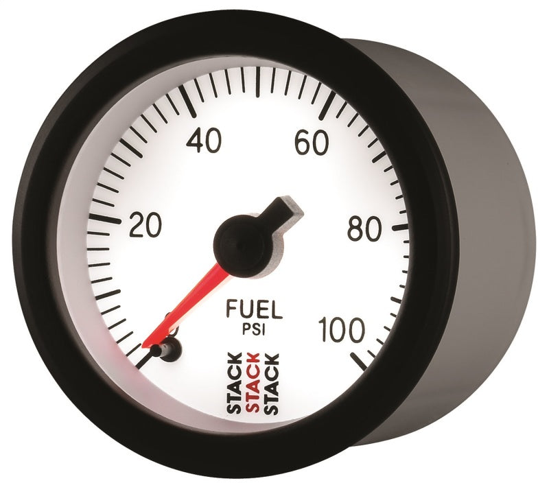 Autometer Stack 52mm 0-100 PSI 1/8in NPTF Male Pro Stepper Motor Fuel Pressure Gauge - White-thumbmail-2