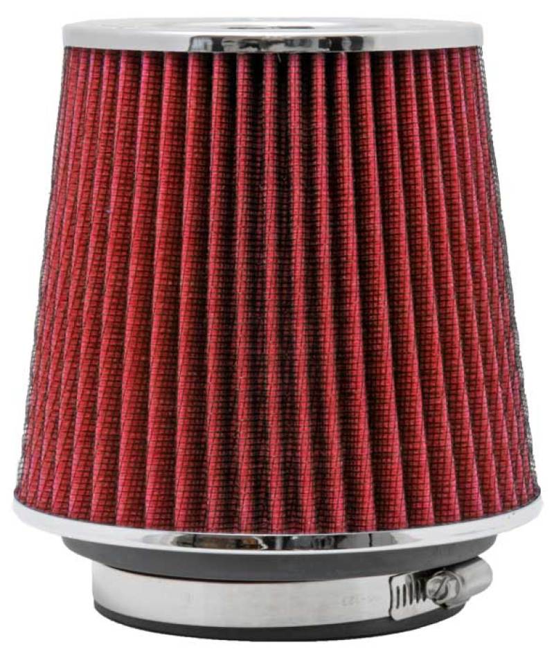K&N Universal Air Filter Chrome Round Tapered Red - 4in Flange ID x 1.125in Flange Length x 5.5in H-thumbmail-8