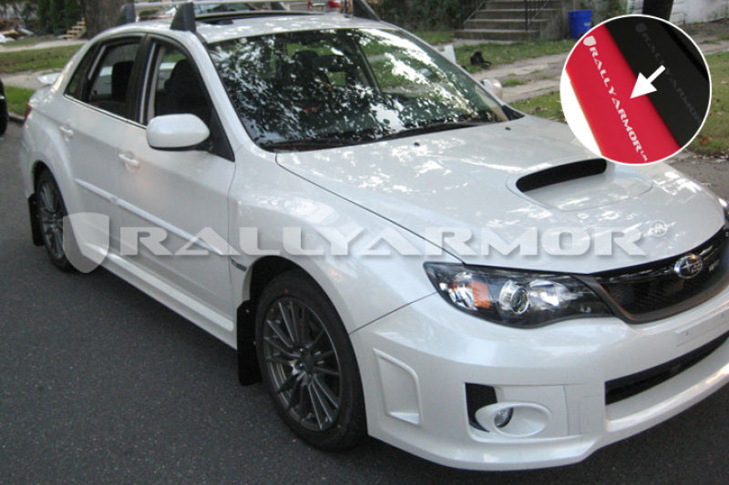 Rally Armor 11-14 Subaru WRX/STI (Sedan Only) Red UR Mud Flap w/ White Logo-thumbmail-2