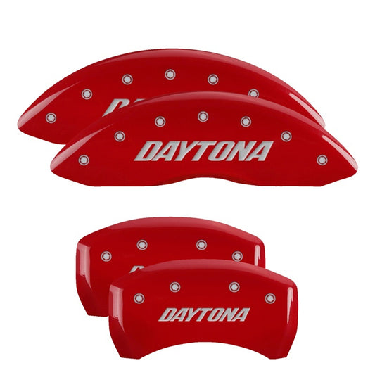 MGP 4 Caliper Covers Engraved Front & Rear Daytona Red finish silver ch