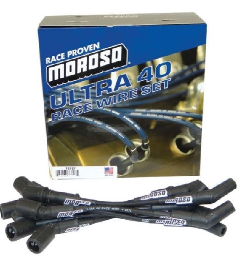 Moroso GM LS Ignition Wire Set - Ultra 40 - Unsleeved - Coil-On - 9.75in Wire - 135 Degree - Black-thumbmail-1
