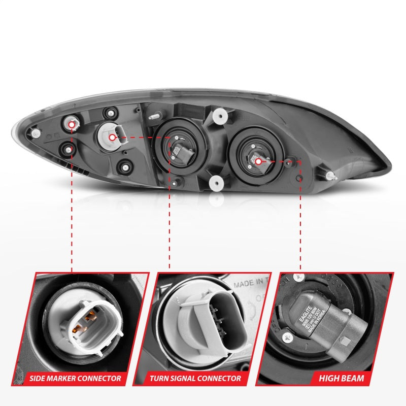 ANZO 2008-2016 International Prostar Crystal Headlights Black Housing (OE Replacement)-thumbmail-5