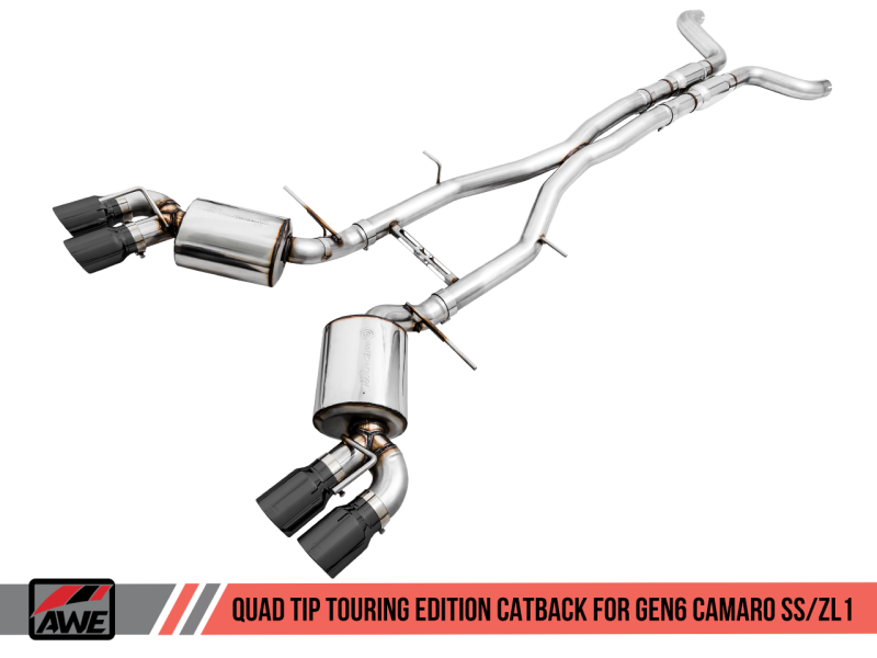 AWE Tuning 16-19 Chevy Camaro SS Res Cat-Back Exhaust -Touring Edition (Quad Diamond Black Tips)-thumbmail-2