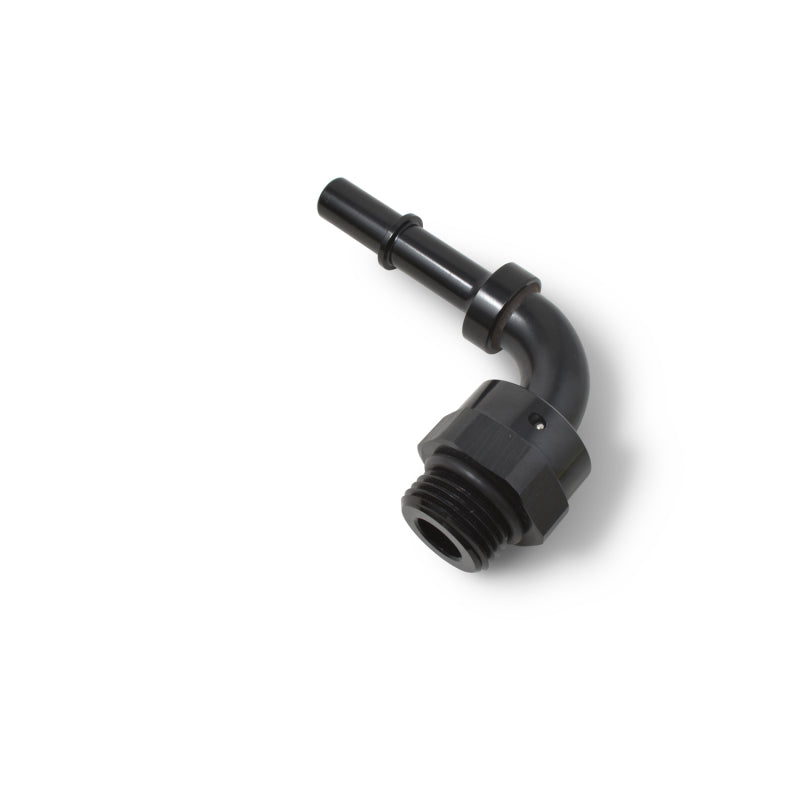Russell Performance Adpt Fitting 3/8in SAE Qck Dis Male to #8 SAE Port Male Swvl End 90 Deg Blk Anod-thumbmail-5