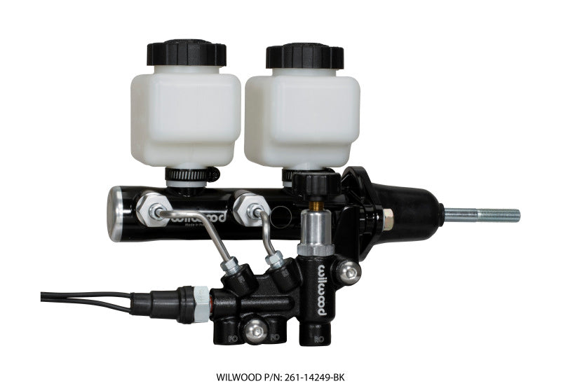 Wilwood Tandem Remote M/C Kit w L/H Brkt & Prop Valve - 7/8in Bore Black-W/Pushrod-thumbmail-1
