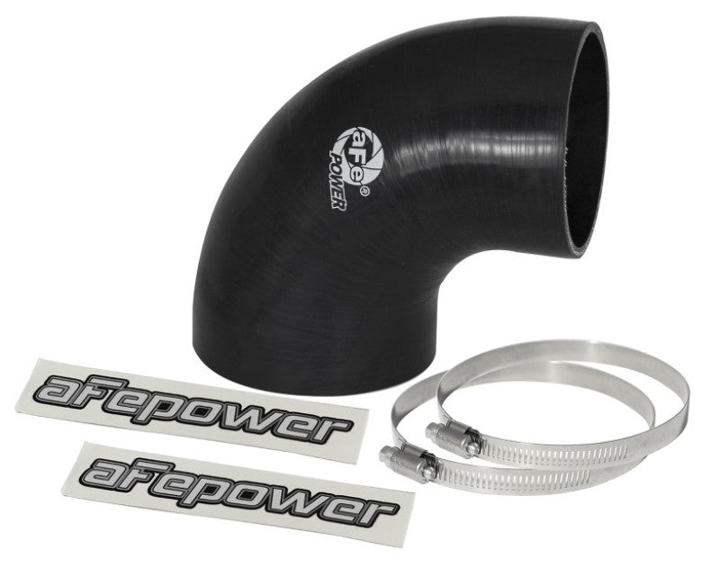 aFe Magnum FORCE CAI Univ. Silicone Reducing Coupler (4in. to 3.5in. ID) 90Deg. Elbow - Black-thumbmail-2