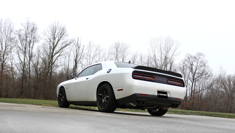 Corsa 15-17 Dodge Challenger Sport Cat-Back Dual Rear Exit with Twin 3.5in Black Pro-Series Tips-thumbmail-2