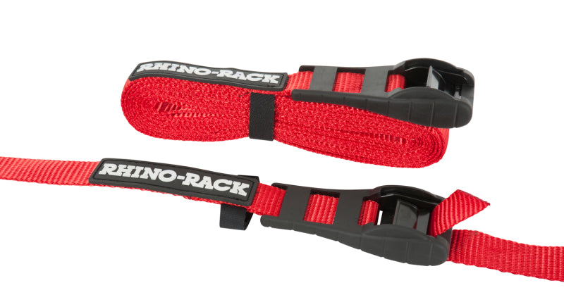 Rhino-Rack Rapid Tie Down Straps w/Buckle Protector - 4.5m/15ft - Pair - Red-thumbmail-1