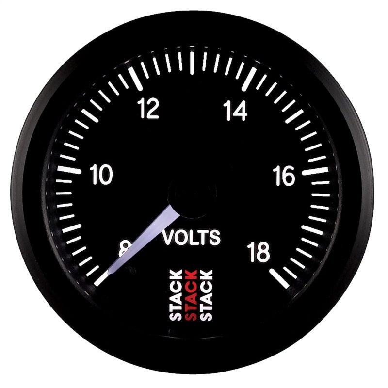 Autometer Stack 52mm 8-18V Pro Stepper Motor Battery Voltage Gauge - Black-thumbmail-2