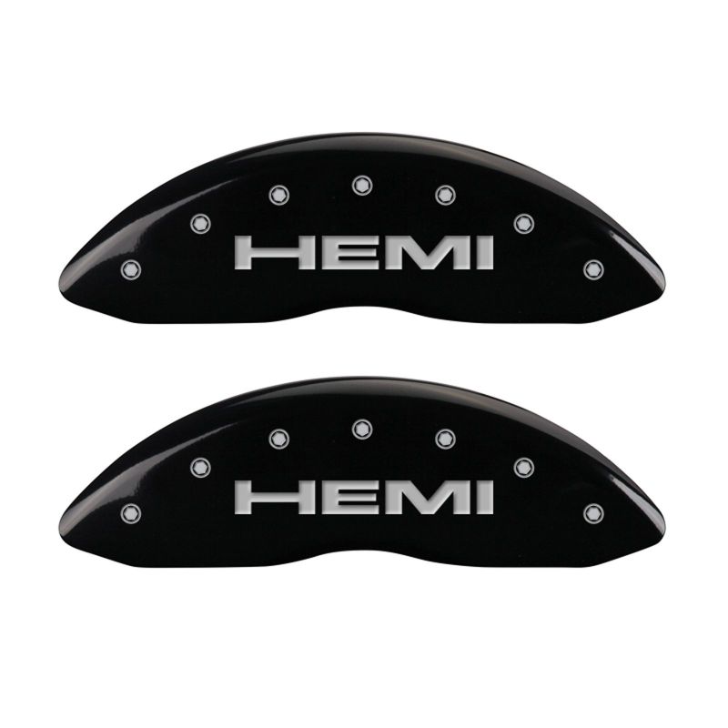MGP 4 Caliper Covers Engraved Front & Rear Hemi Black finish silver ch