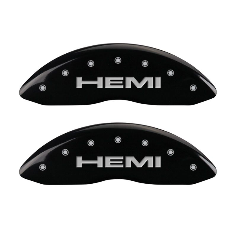MGP 4 Caliper Covers Engraved Front & Rear Hemi Black finish silver ch-thumbmail-2