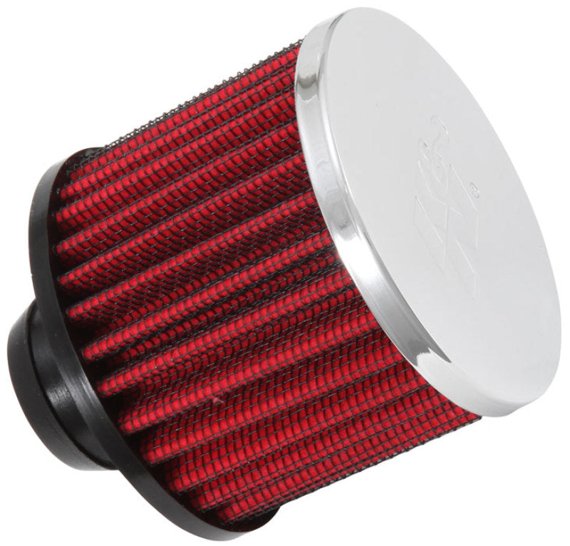 K&N Rubber Base Chrome Top Push-In Crankcase Vent Filter 3in OD x 2-1/2in H.-thumbmail-1