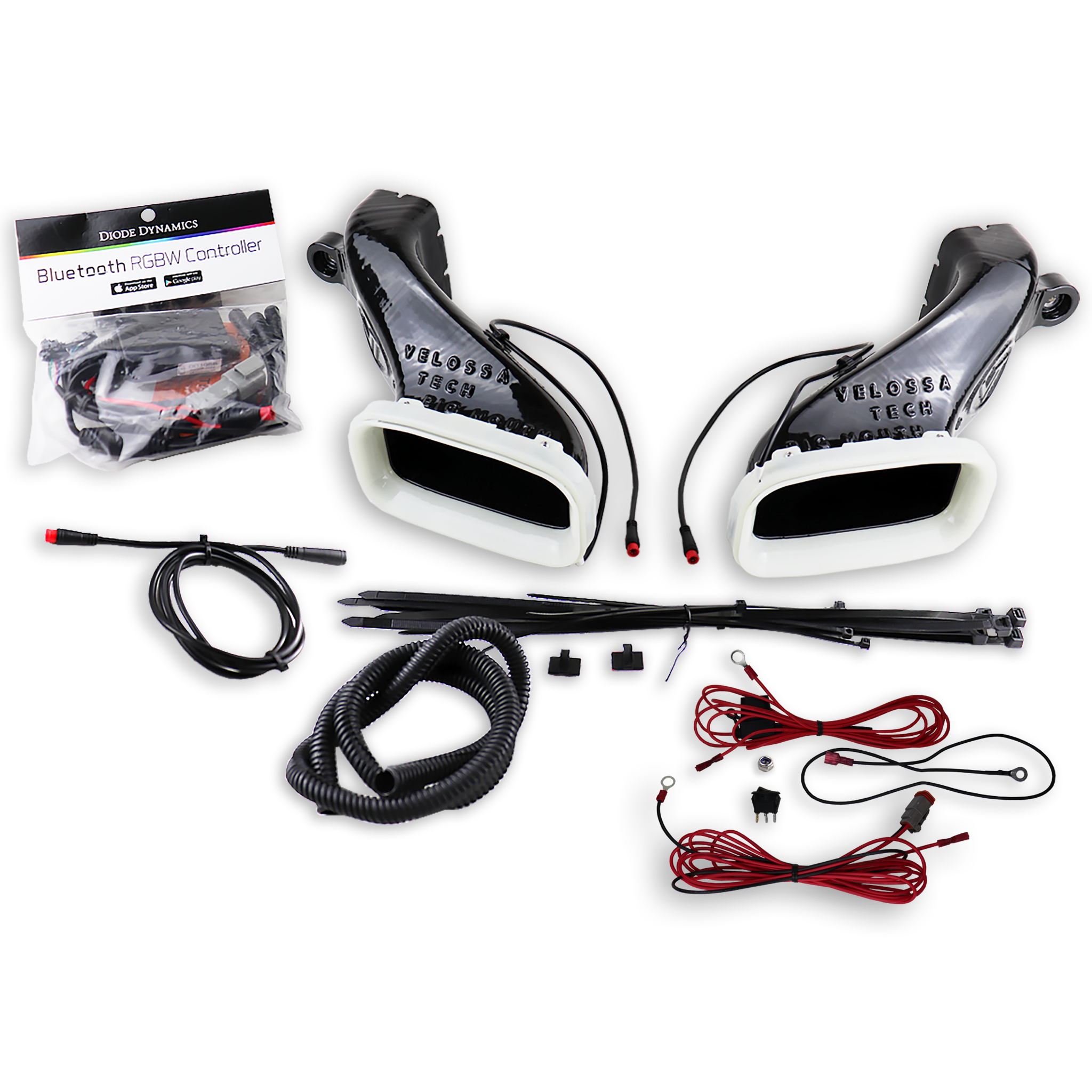 2017-2020+ Kia Stinger 3.3T Dual BIG MOUTH "LIT KIT" Ram Air Intake Snorkels | Velossa Tech Design