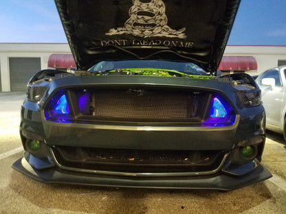 2015-2017 Ford Mustang Dual BIG MOUTH Ram Air Intake Snorkels - LED Lit Version | Velossa Tech Design