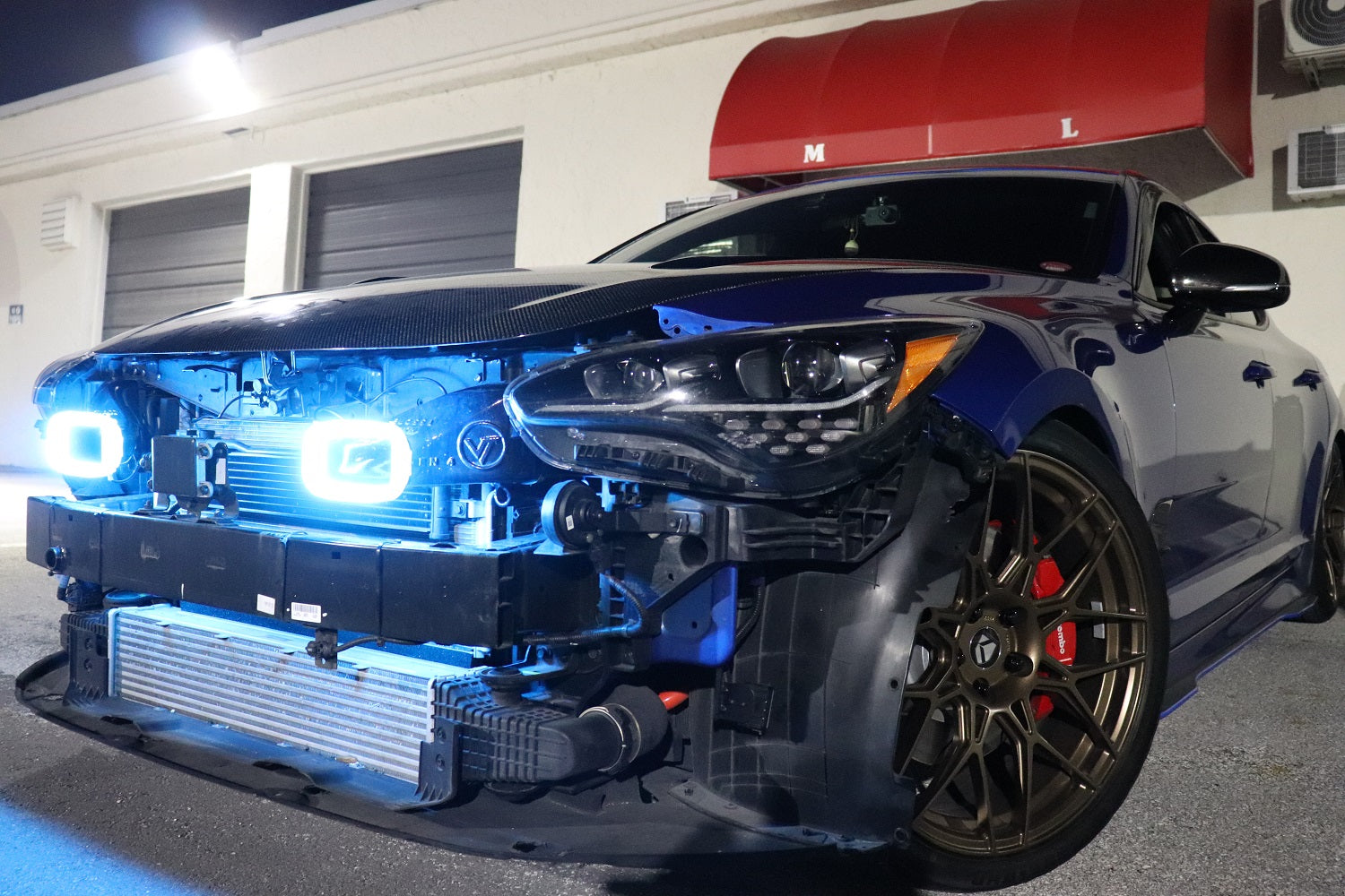 2017-2020+ Kia Stinger 3.3T Dual BIG MOUTH "LIT KIT" Ram Air Intake Snorkels | Velossa Tech Design