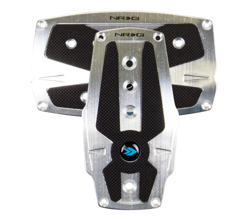 NRG Brushed Aluminum Sport Pedal A/T - Silver w/Black Rubber Inserts-thumbmail-1