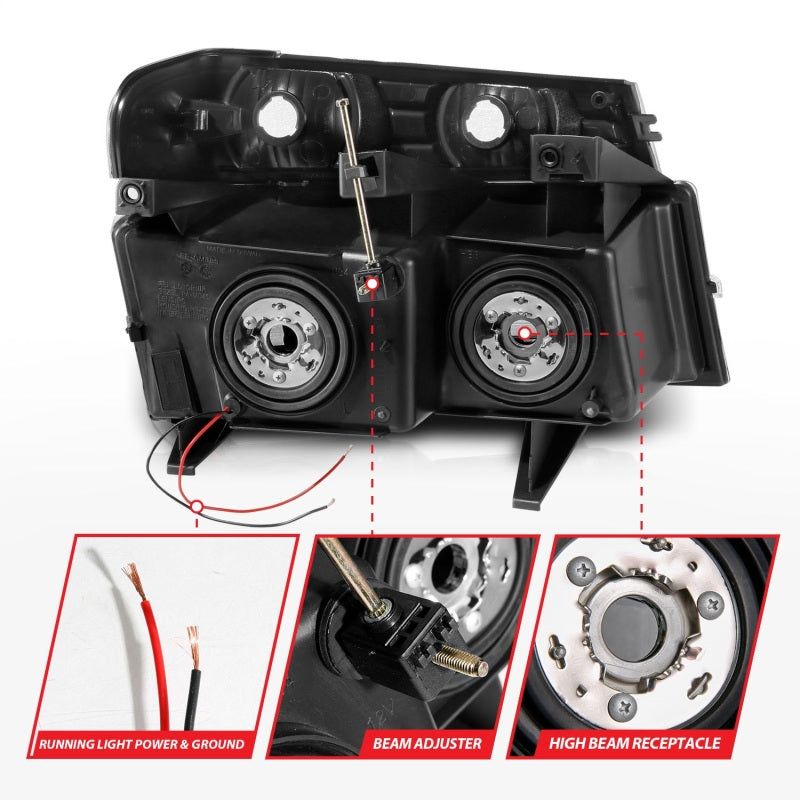 ANZO 04-12 GM Colorado/Canyon/I-Series Crystal Headlights - w/ Light Bar Chrome Housing 4pcs-thumbmail-4