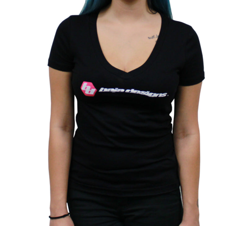 Baja Designs Black Ladies V Neck T Shirt - Small-thumbmail-1