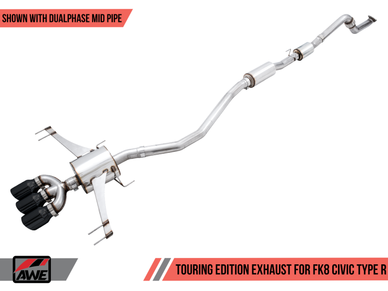 AWE Tuning 2017+ Honda Civic Type R Touring Edition Exhaust w/Front & Mid Pipe - Diamond Blk Tips-thumbmail-3