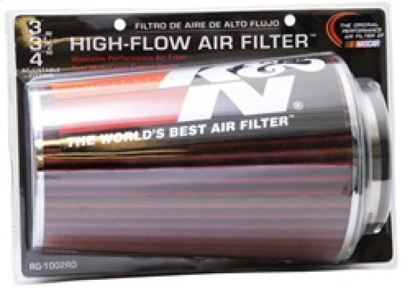 K&N Universal Air Filter Chrome Round Tapered Red - 4in Flange ID x 1.125in Flange Length x 9.5in H-thumbmail-8