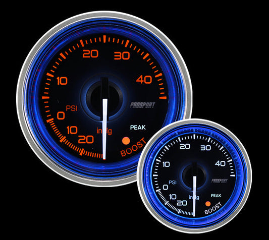 Prosport 2-1/16" Crystal Series Blue/White Electric Boost gauge