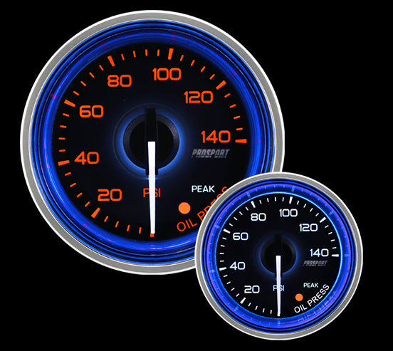 Prosport 2-1/16" Crystal Blue/White Oil Pressure Gauge